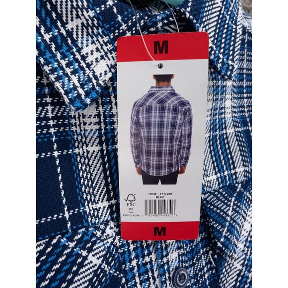 Pacific Trail Shirt Mens Medium Blue Plaid Blanket Flannel Cabincore NWT IO2-04 - Picture 7 of 14